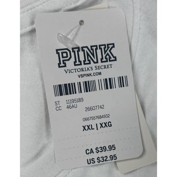 PINK Love Pink Heart Graphic Tee Women's Size XXL White New With Tags - Picture 8 of 8